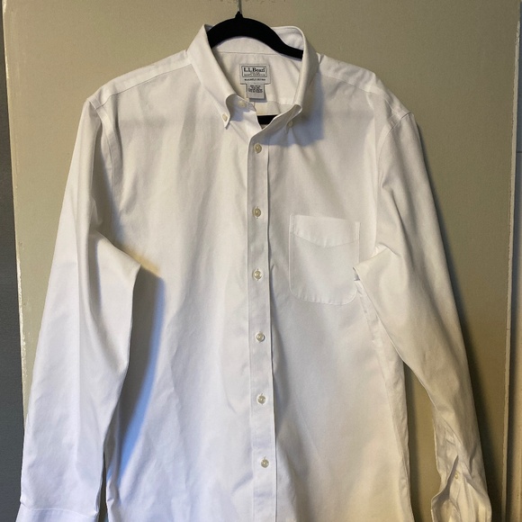 Vintage L.L.Bean slightly fitted men’s white dress shirt size 16,5- 35 - Picture 1 of 3